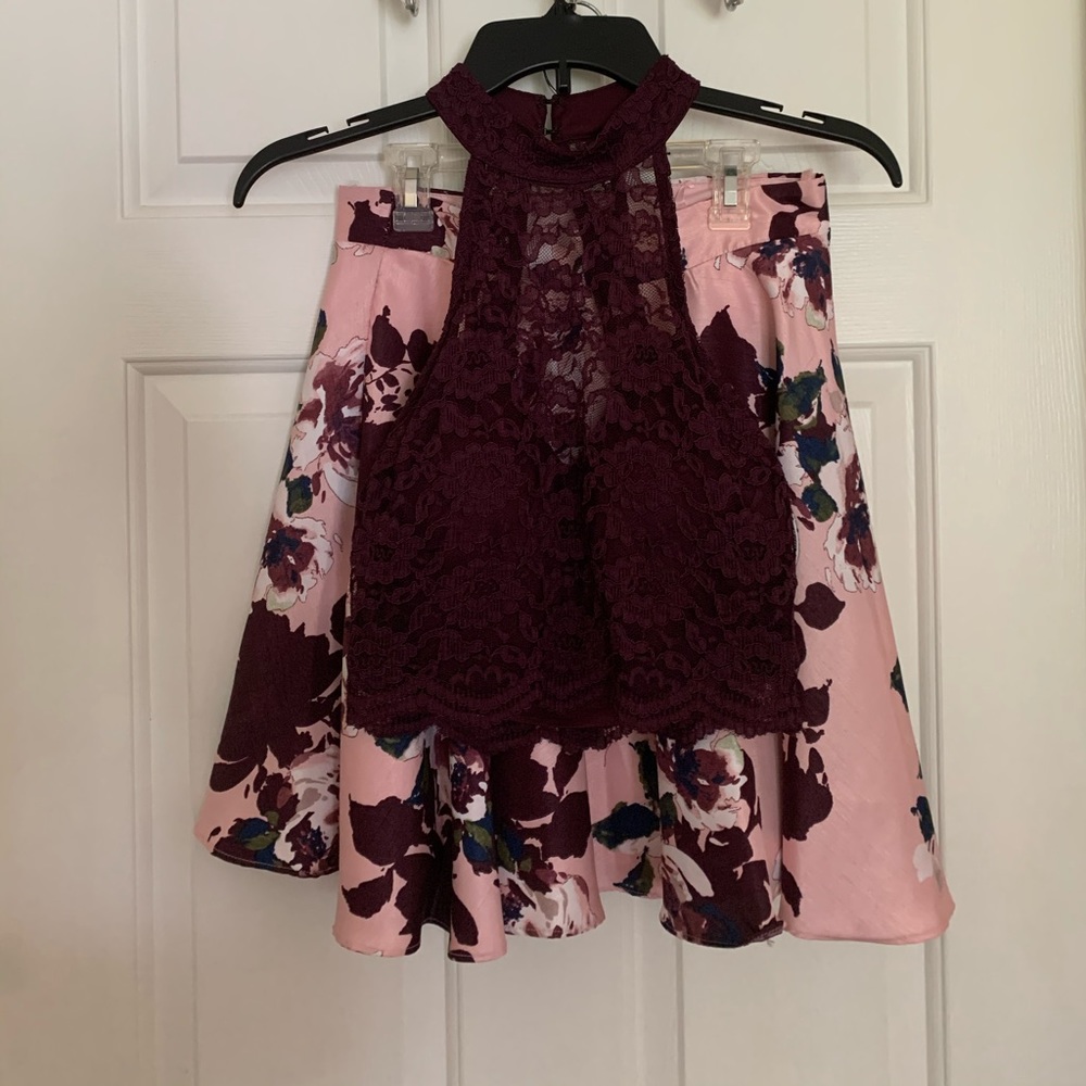 City Studio 2pc Lace Halter Dress